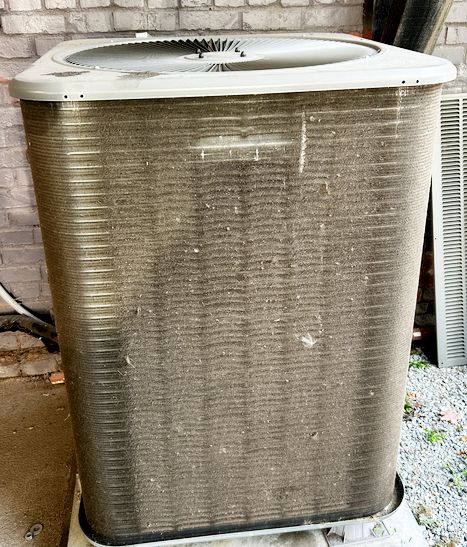 Dirty outdoor coil on heat pump. 